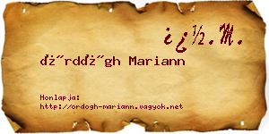 Ördögh Mariann névjegykártya